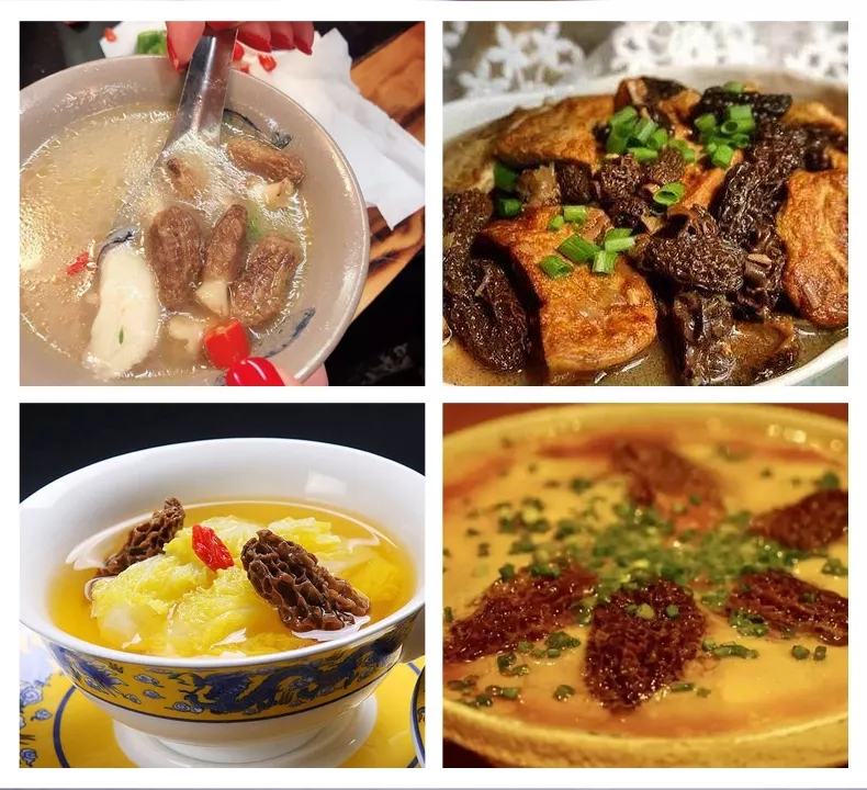 羊肚菌炖汤的烹饪示意图,展现其与鸡肉搭配的美味场景 羊肚菌烹饪示意图