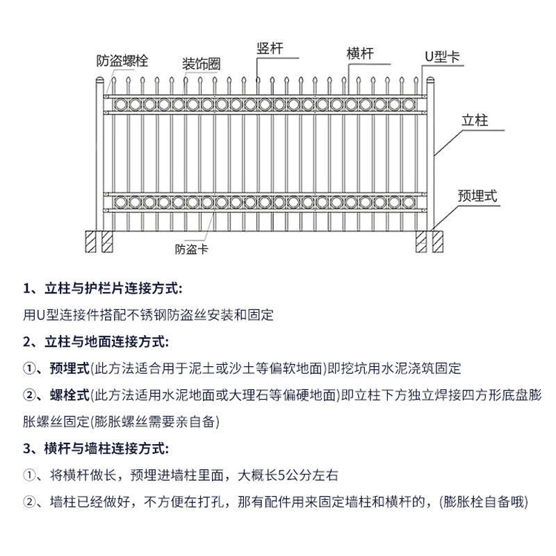 锌钢围墙护栏围栏小区栅栏户外别墅庭院工厂铁艺隔离防护栏杆