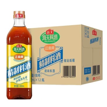 海天精制料酒800ML*12瓶整箱批发家庭商用装去腥炒菜