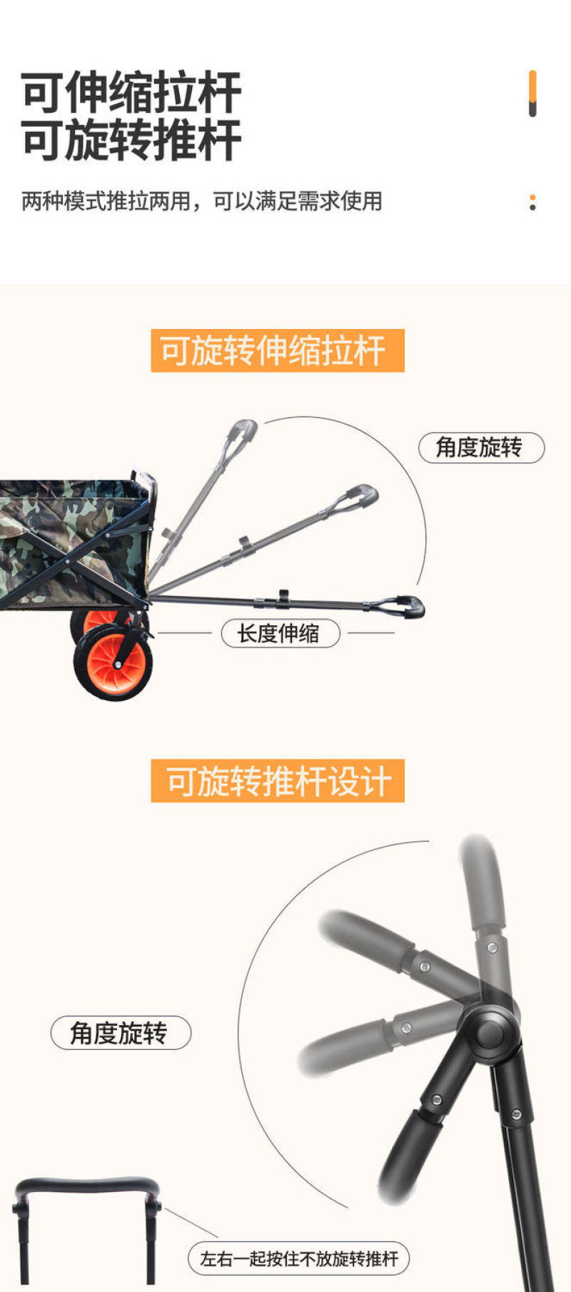 四轮拉货小拉车购物车推车营地车拖车拉杆手拉车摆摊露营快递