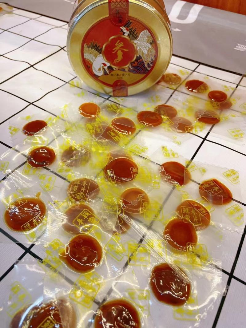 新品上市，鲜参蜜片，（大中小号）高档铁盒便携装