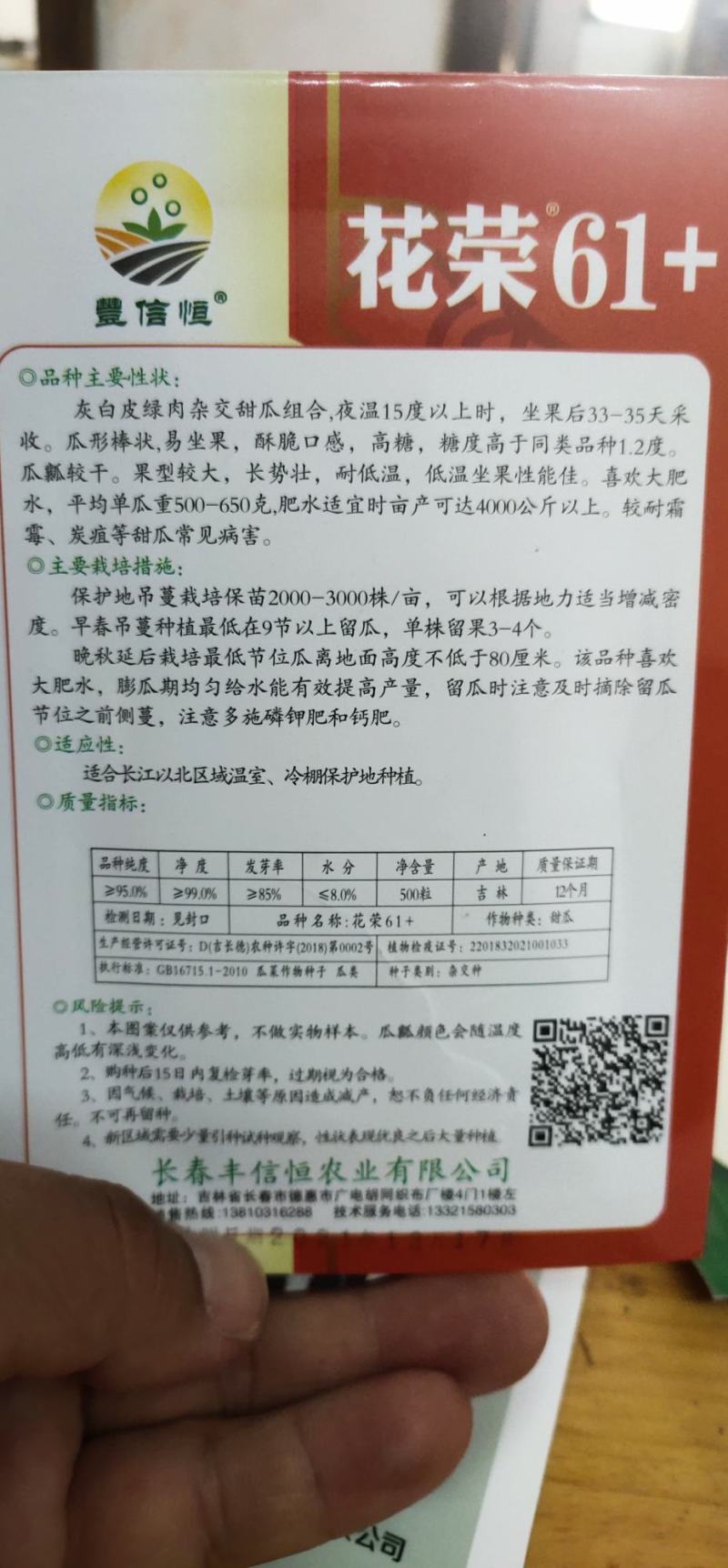 灰白皮绿肉甜瓜种子，花荣61+糖度19.5度