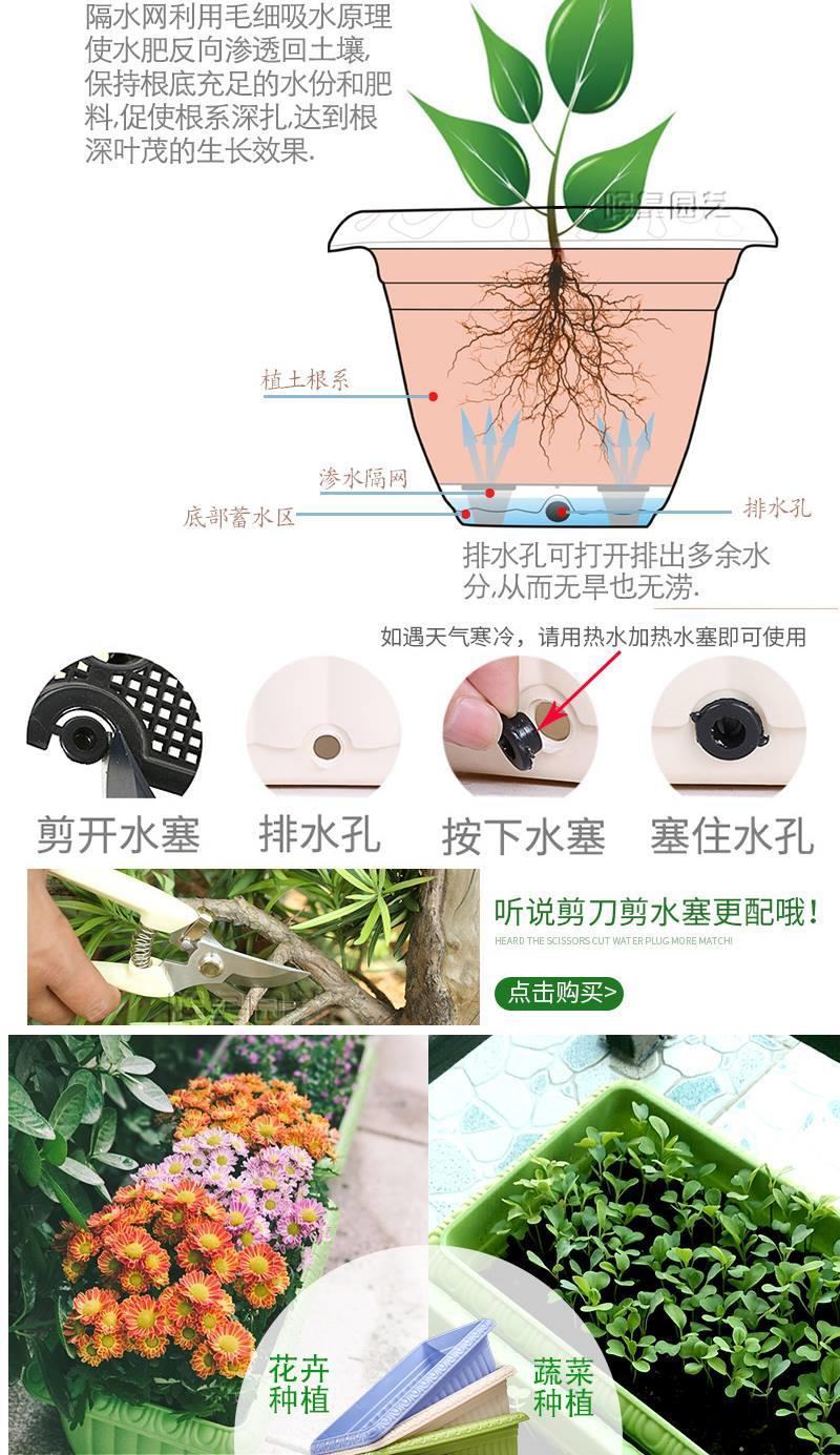 整件批发阳台盆景蔬菜种植盆室内长条大花盆种菜塑料花盆