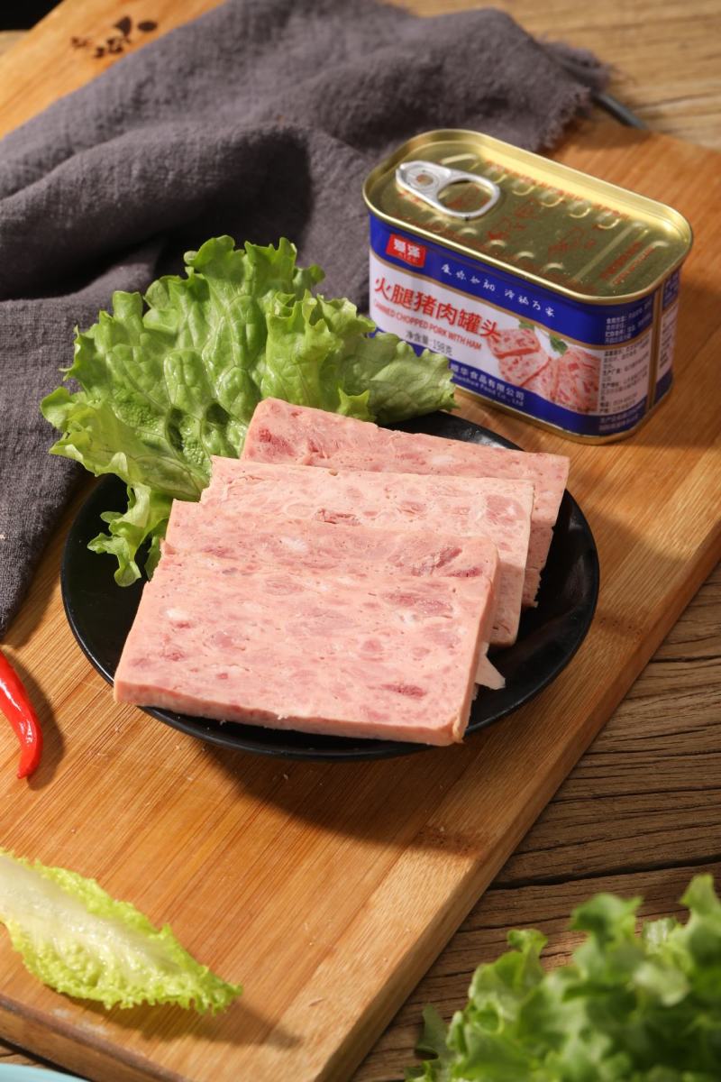 198克火腿猪肉罐头，肉粒多，保质期三年全国发货