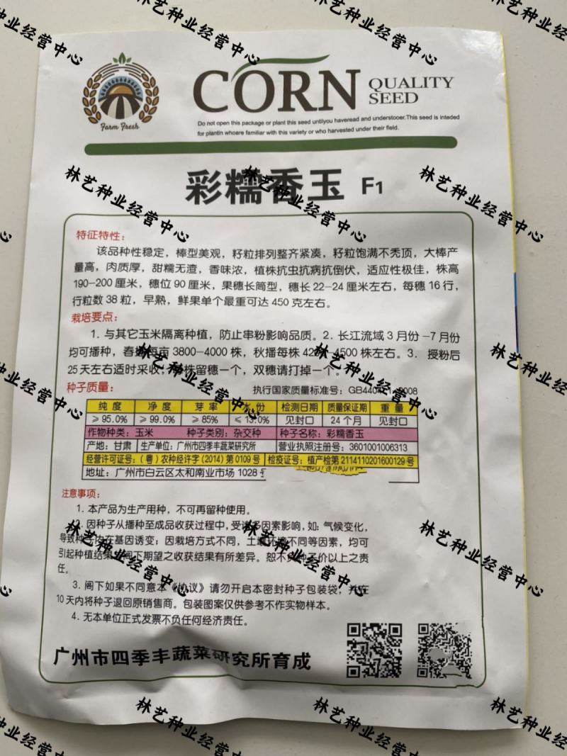 彩糯香玉玉米种子高产大田四季香甜糯玉米种子早熟多彩粘糯玉