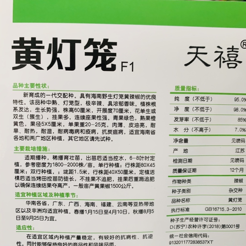 特辣海南野生黄灯笼辣椒种子耐热耐湿耐旱抗病毒灯笼椒