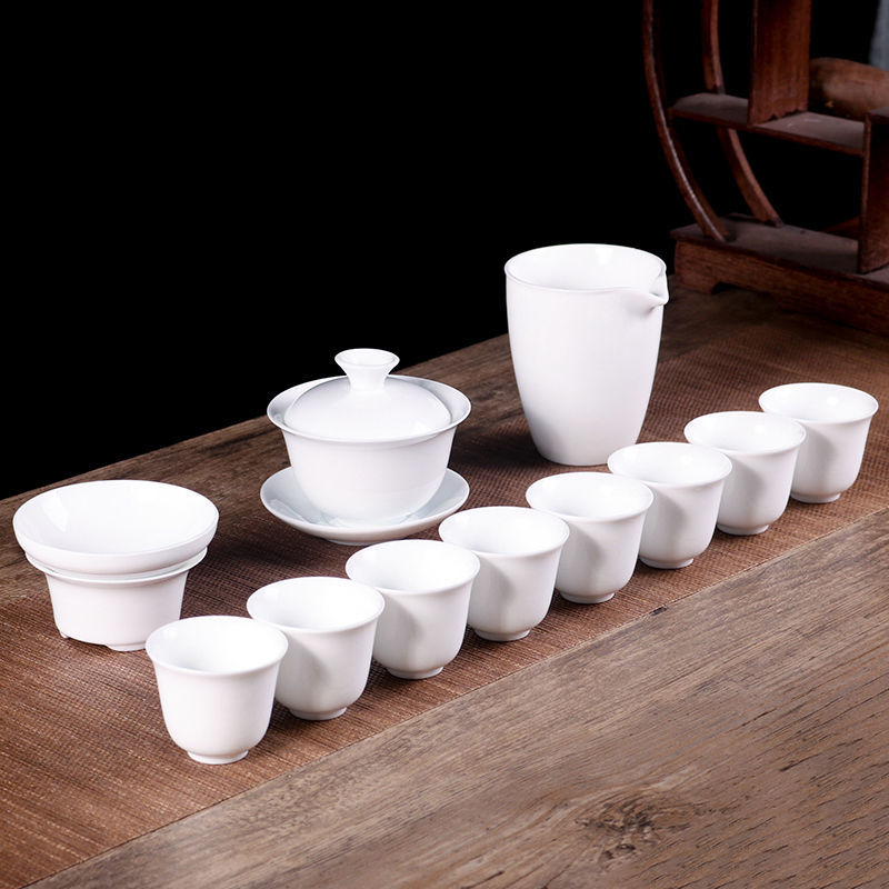 【送茶夹】茶具套装青花陶瓷家用泡茶器功夫盖碗整套简约茶杯
