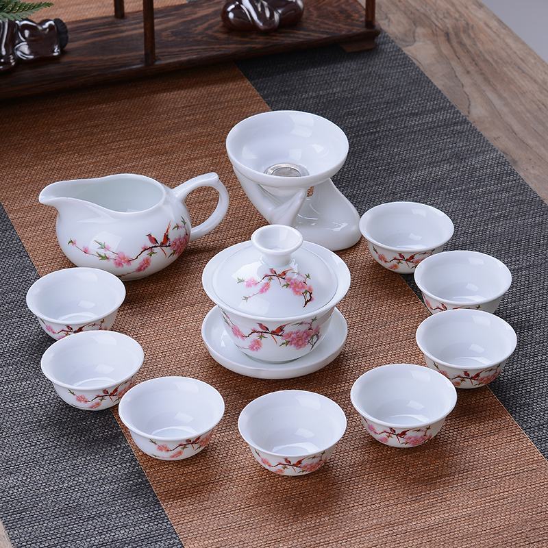 【送茶夹】茶具套装青花陶瓷家用泡茶器功夫盖碗整套简约茶杯