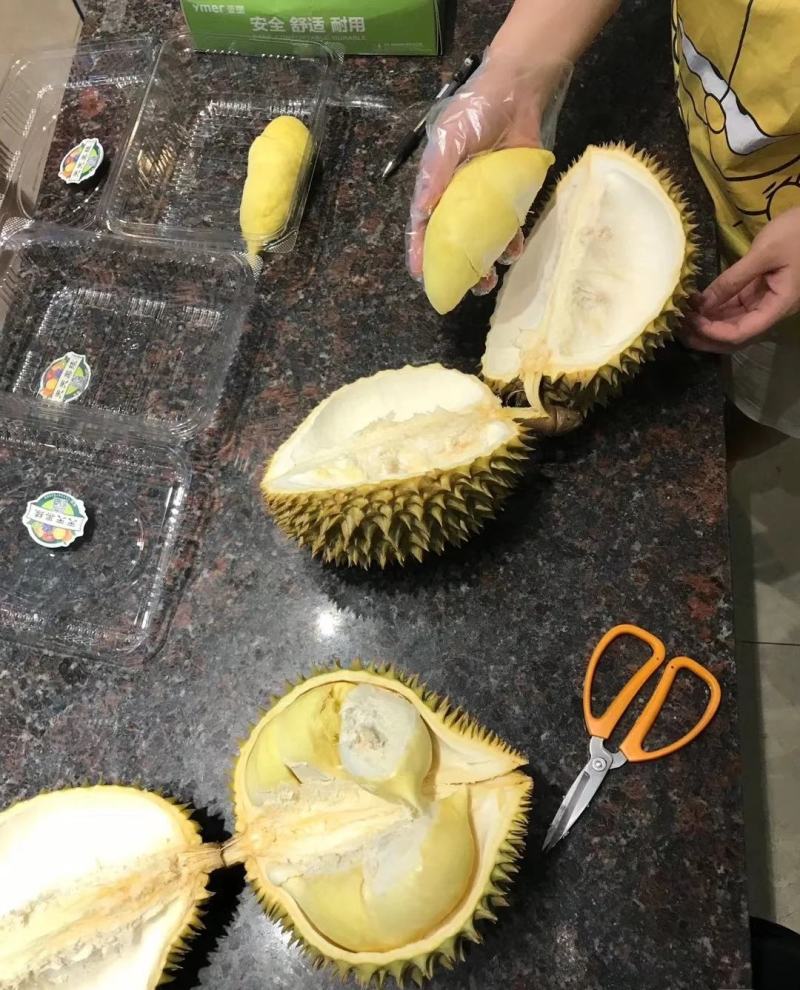 靓靓的金枕榴莲，不泡药水不催熟，每件净重不低于30斤