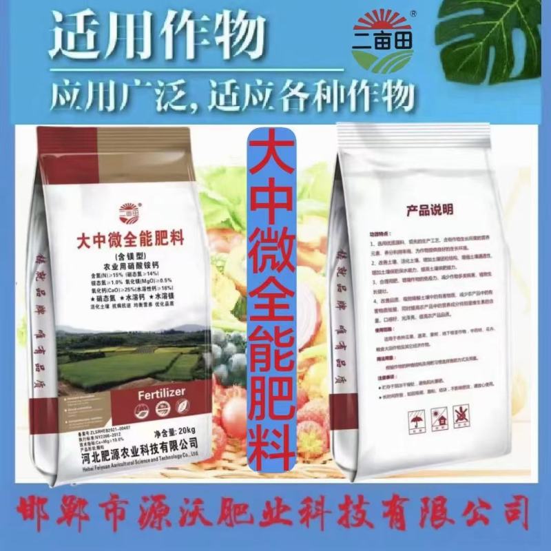 大中微全能肥料（含镁型）硝态氮水溶钙水溶镁活化土壤