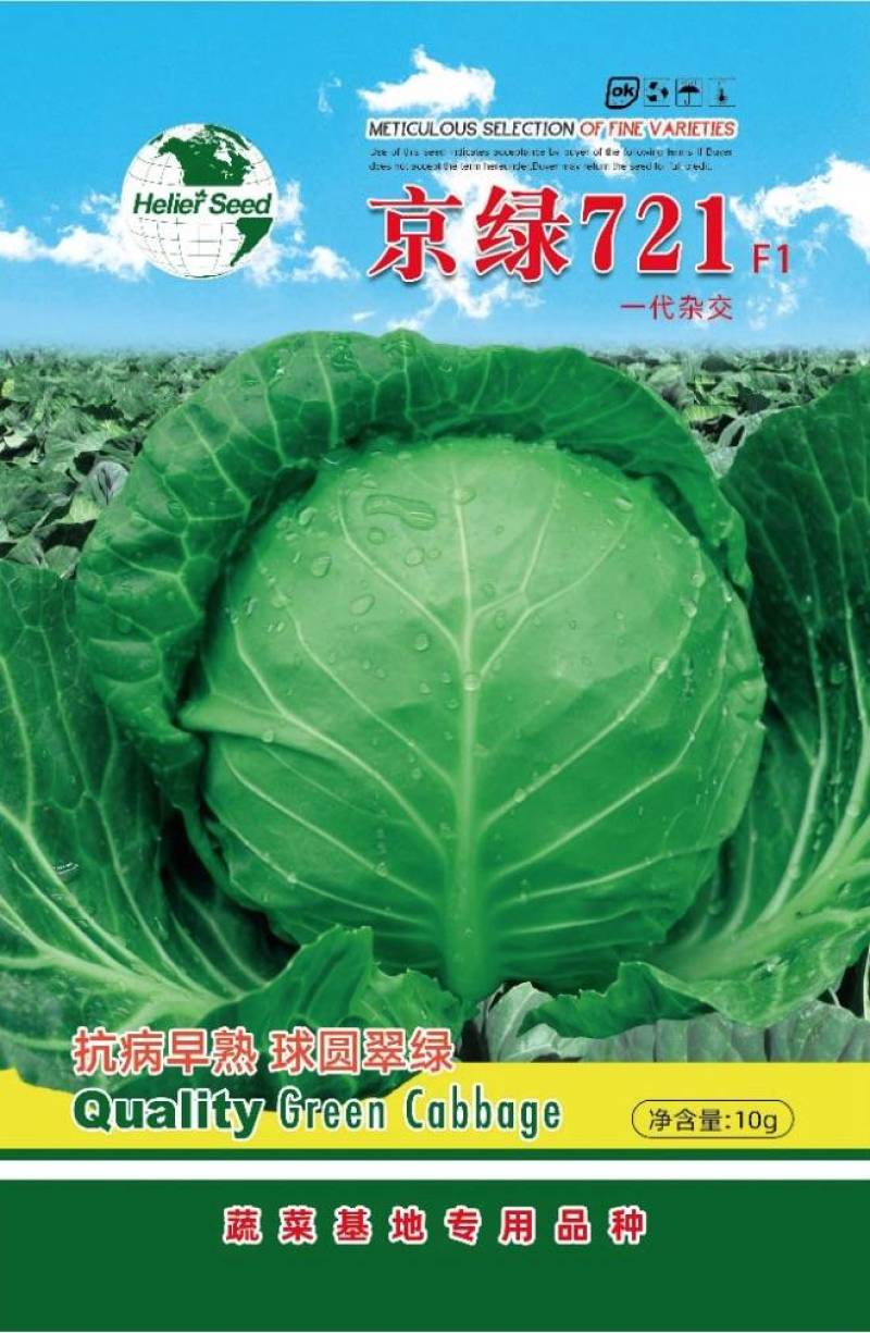 京绿721甘蓝种子抗病早熟翠绿松软耐裂可全面代替YR21