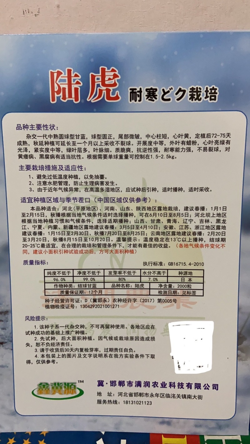 陆虎，耐寒越冬甘蓝种子，种子大量有