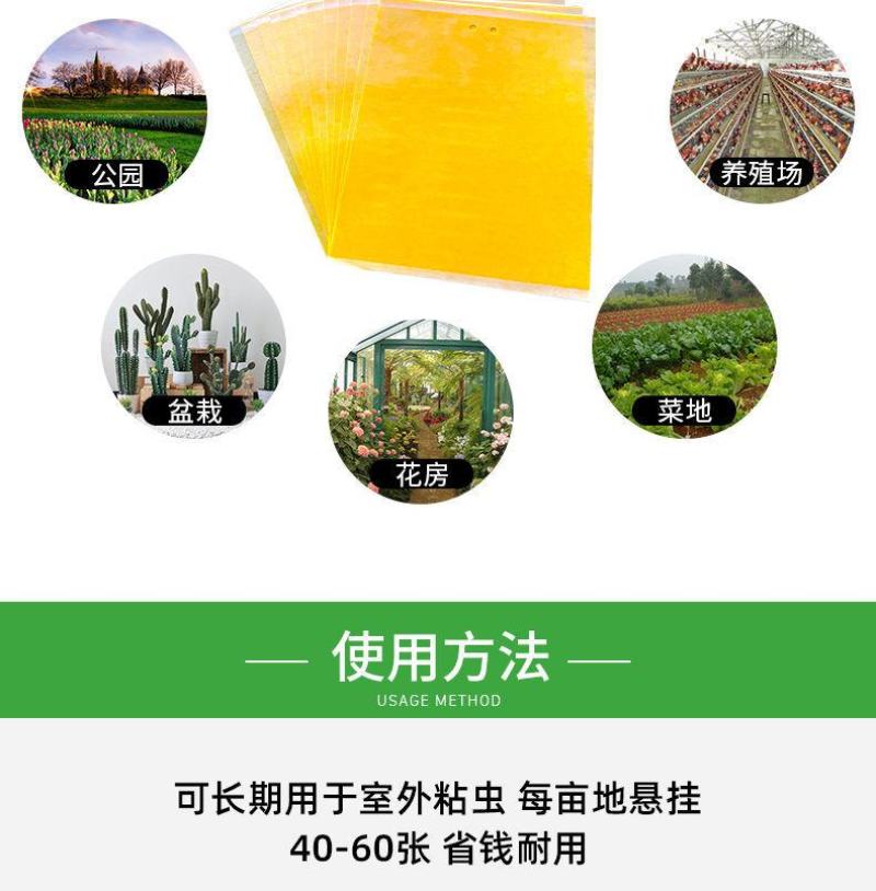 粘虫板黄板双面粘虫板大棚专用蓟马家用黄蓝一体色诱虫板果园