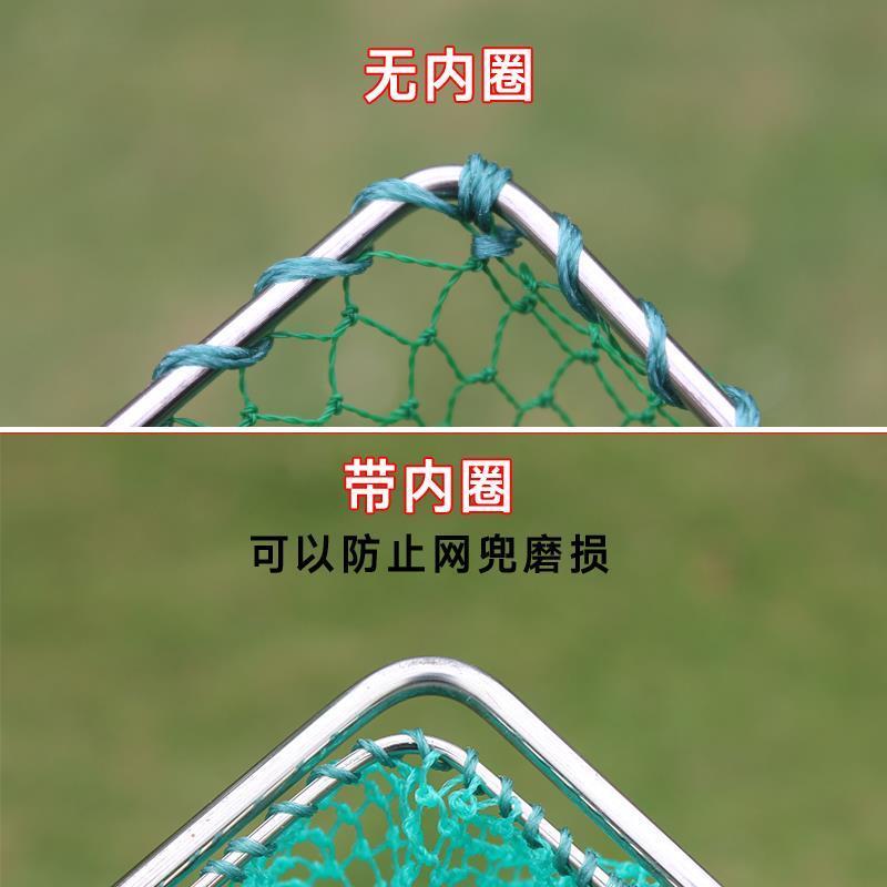 捞鱼实心不锈钢渔具抄网网头网兜手工编织菜市场超市捕虾平头