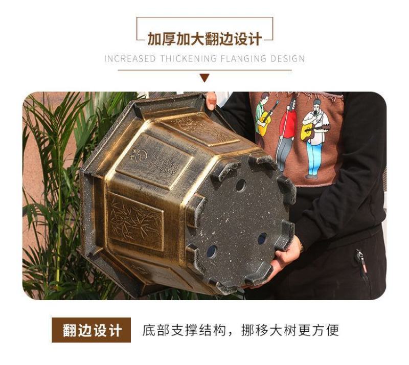 树脂加厚八角仿古花盆荷花蔬菜铁树盆景大号果树阳台庭院特价