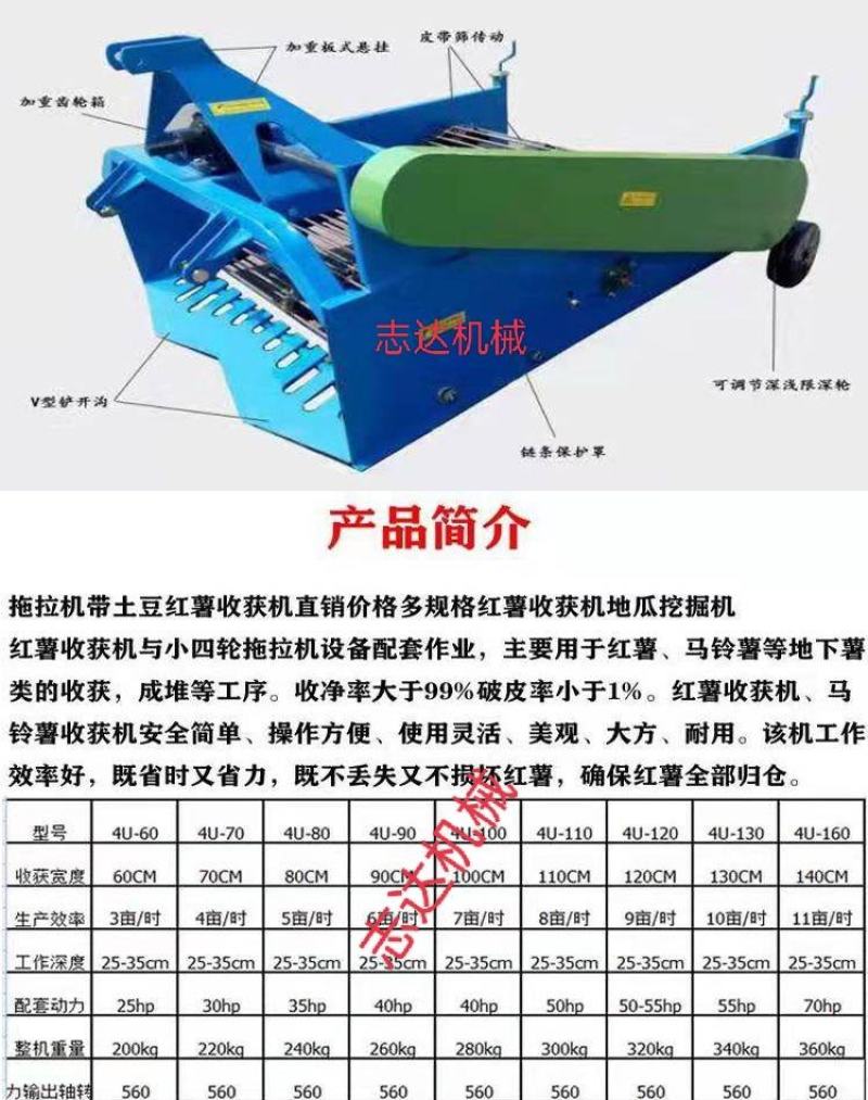 土豆地瓜收获机拖拉机带收胡萝卜马铃薯洋芋机器