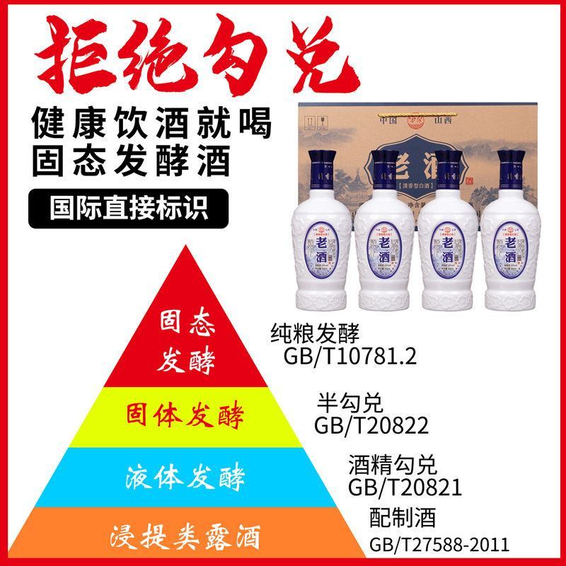 白酒杏花村酒水汾酒产地53度老酒500mlx4瓶礼盒装