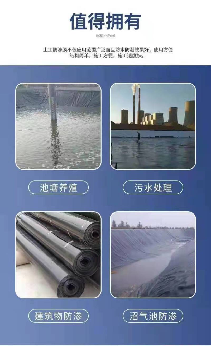 鱼塘防渗膜复合土工膜防漏防水布鱼池塑料膜藕池养殖加厚专用