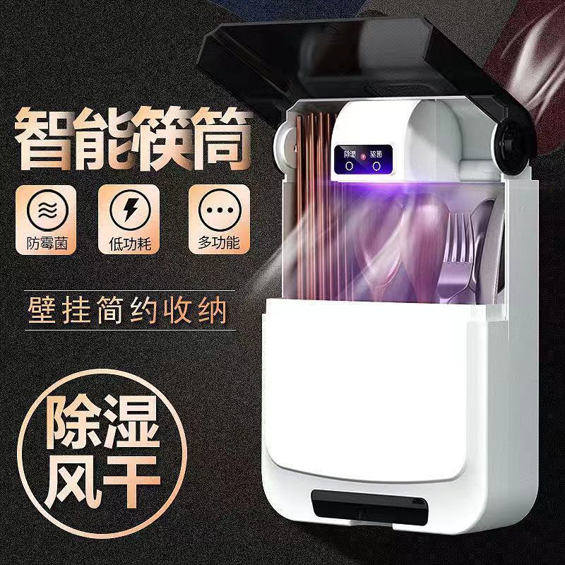 筷子筒壁挂式家用多功能沥水消毒防尘快子盒厨房筷子笼餐具收