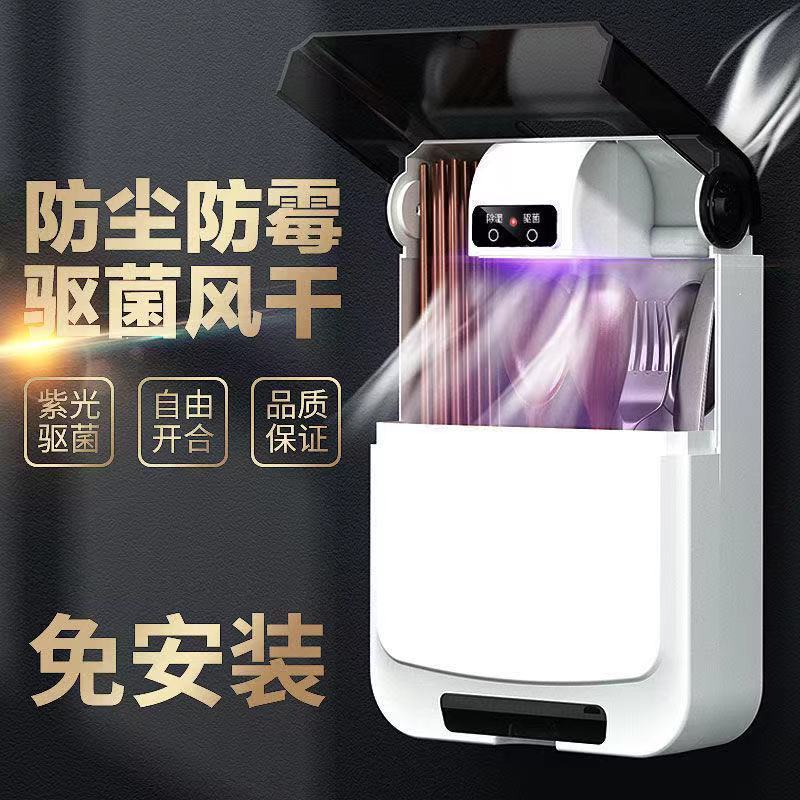 筷子筒壁挂式家用多功能沥水消毒防尘快子盒厨房筷子笼餐具收