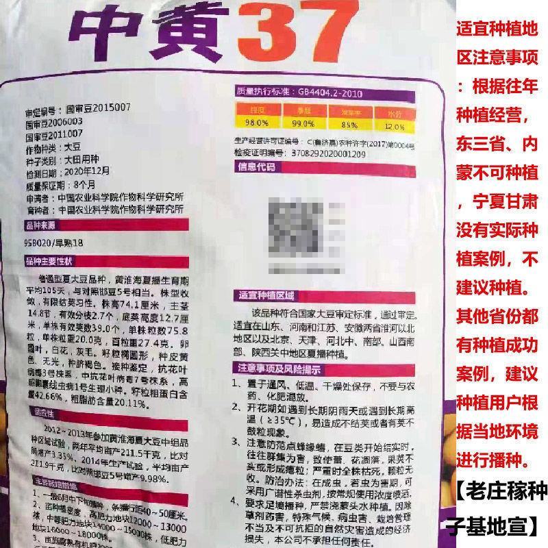 中黄37黄豆种子高产早熟特大豆种子高产千斤大豆种子批发