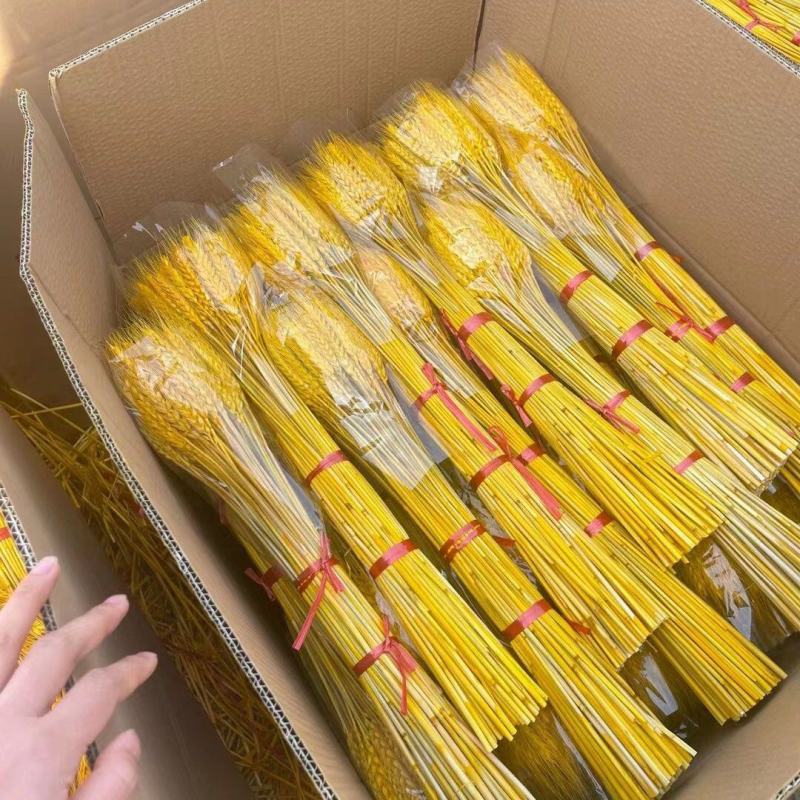 黄金麦穗干花摆件大麦花束客厅摆设电视柜装饰品金色花瓶开业