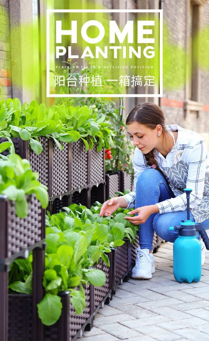 家庭阳台种植箱家用种菜盆长方形蔬菜盆特大号菜园庭院楼房顶