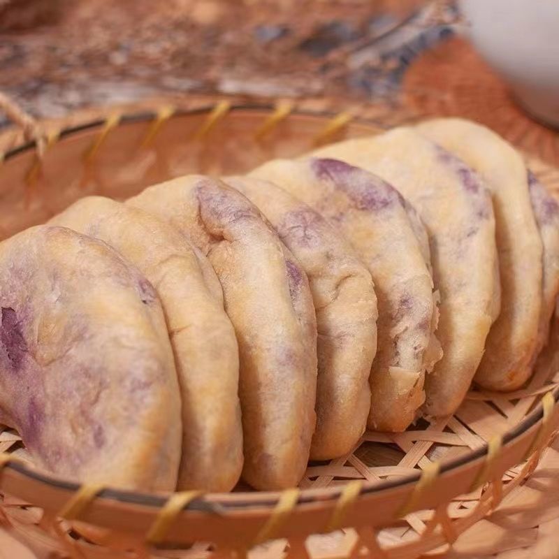 现做紫薯芋泥饼粗粮小吃低0糥叽叽零食脂健康早餐热量麻薯好