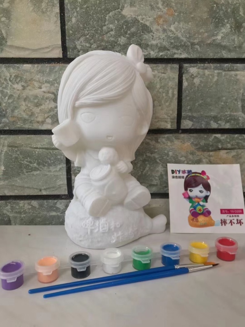 儿童涂色存钱罐搪胶娃娃存钱罐儿益智玩具摆地摊夜市货源