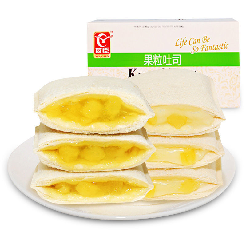 友臣菠萝果粒夹心吐司500克口袋面包早餐糕点心休闲零食品