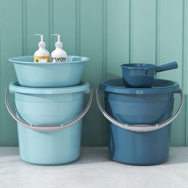 【包邮-家用桶】热销套装家用水桶带盖塑料洗澡桶