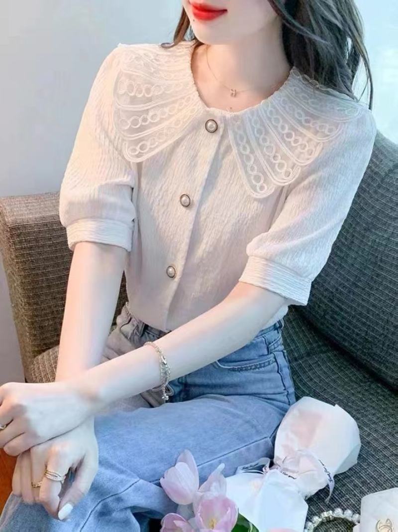 短袖雪纺衫女装夏装2022年新款百搭女士衬衫薄款上衣洋气