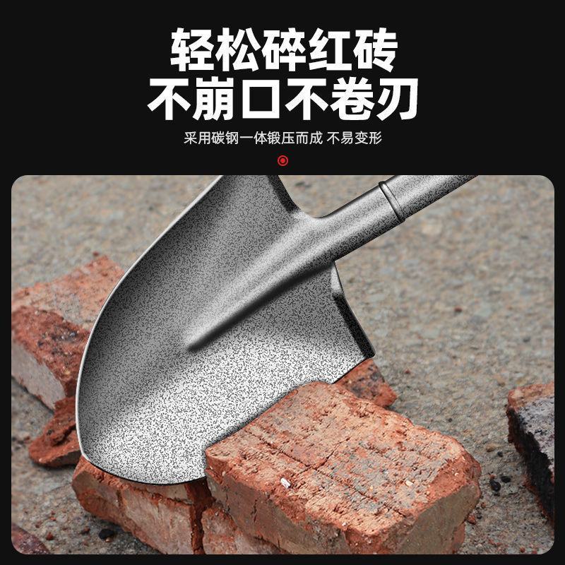 一体全钢锹加厚尖锹方头锹铁锨铁锹种菜农用锰钢小号铁铲园林