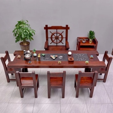 老船木茶桌椅组合实木功夫茶几泡茶桌茶台中式仿古家具茶艺桌