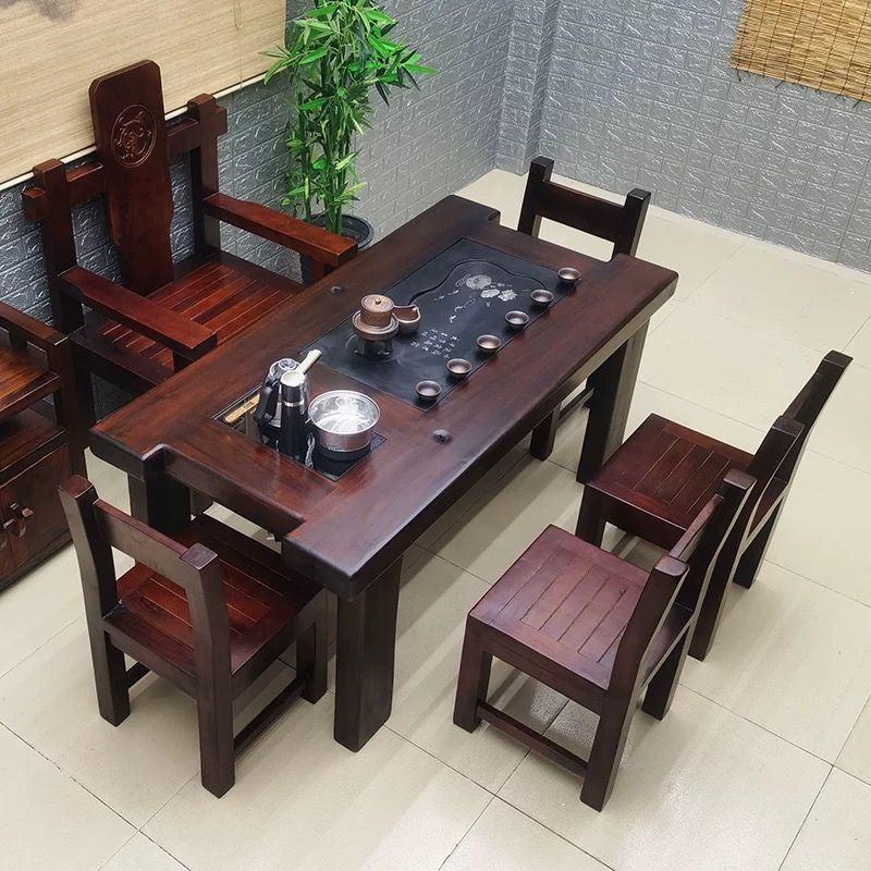 老船木茶桌椅组合实木功夫茶几泡茶桌茶台中式仿古家具茶艺桌