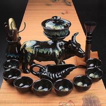中国红懒人石磨茶具套装家用自动泡茶壶陶瓷紫砂功夫茶杯茶道