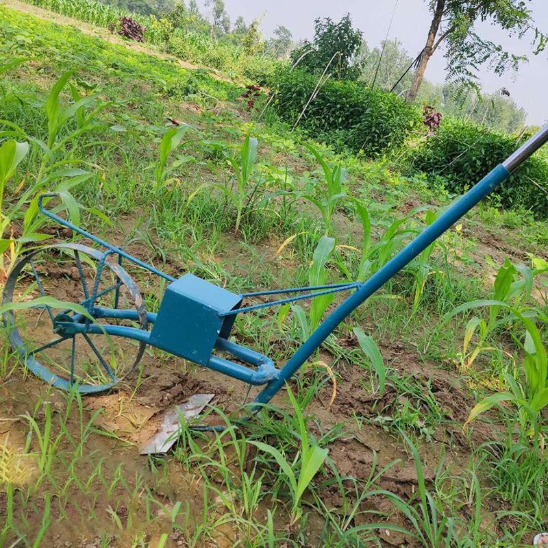 小型多功能开荒神器翻土开沟除草农用工具耕地机人力手拉犁地