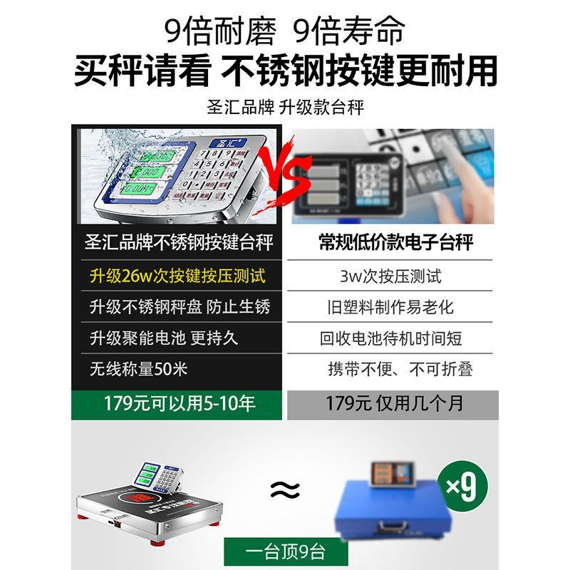 无线分离式电子秤商用台秤300kg600公斤便携式高精度