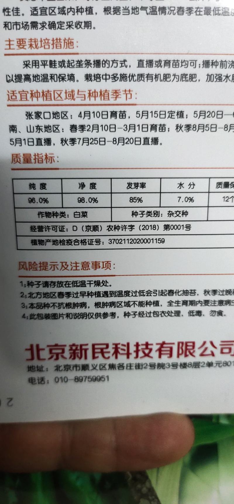 白菜种子阿尔法黄芯中型白菜，球形直筒型，