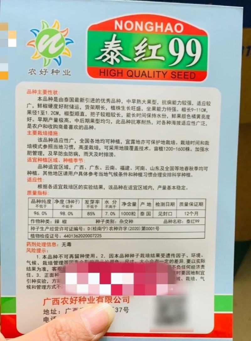 泰红99朝天椒种子1000粒
