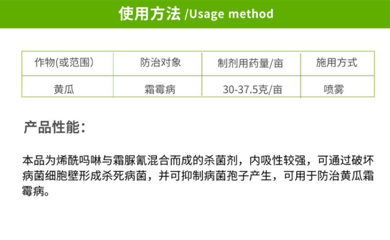 50%烯酰霜脲氰霜霉病早疫病晚疫病绵疫病果树蔬菜杀菌剂