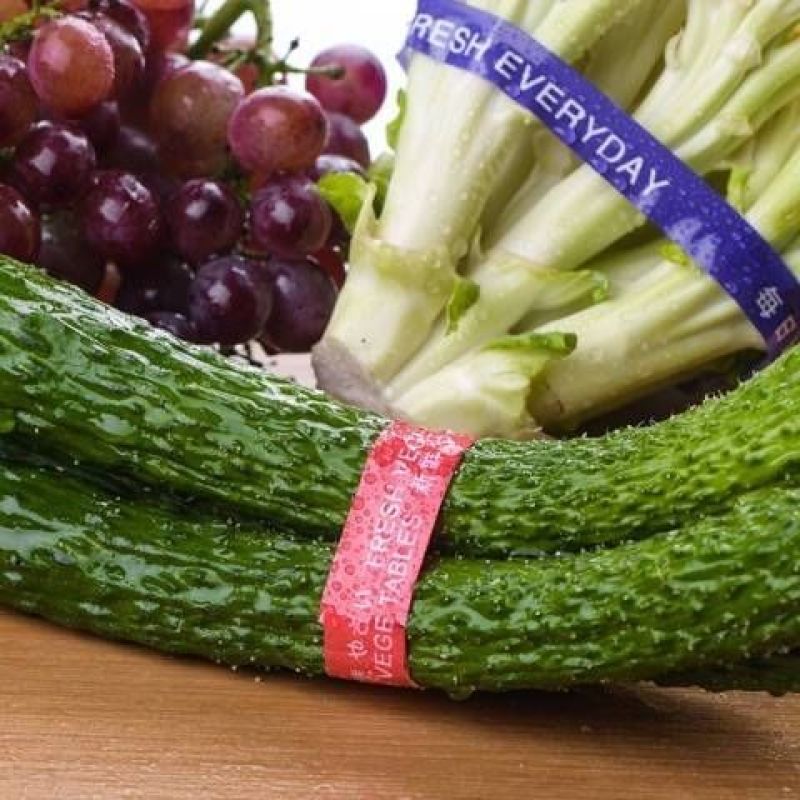 超市捆扎蔬菜胶带果蔬扎口胶带彩色生鲜捆菜环保绑菜胶带定做
