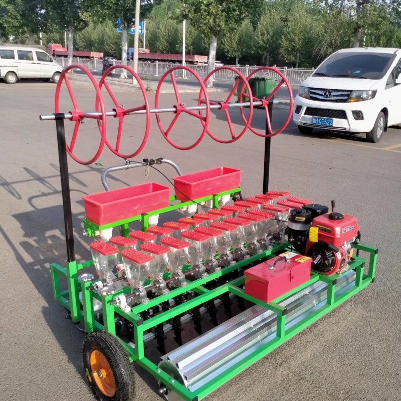 汽油动力多功能施肥滴灌双排双驱动精播机行距株距深度可调