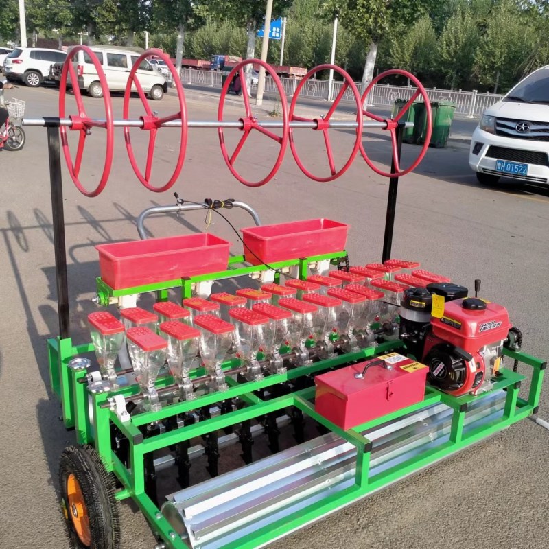 汽油动力多功能施肥滴灌双排双驱动精播机行距株距深度可调