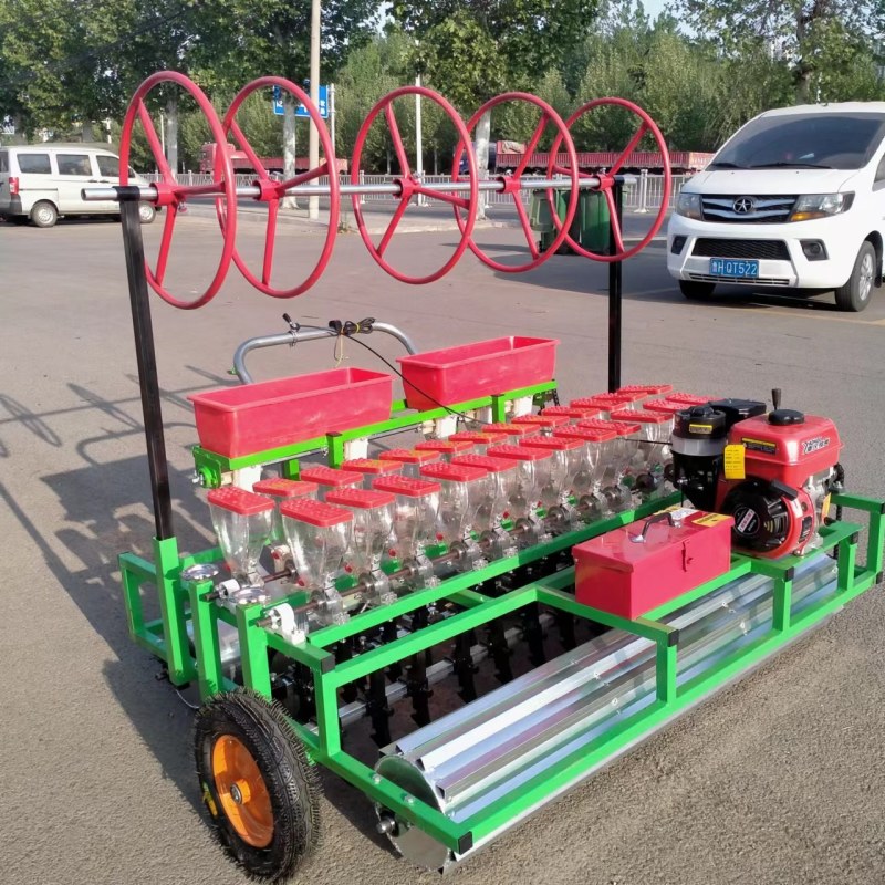 汽油动力多功能施肥滴灌双排双驱动精播机行距株距深度可调