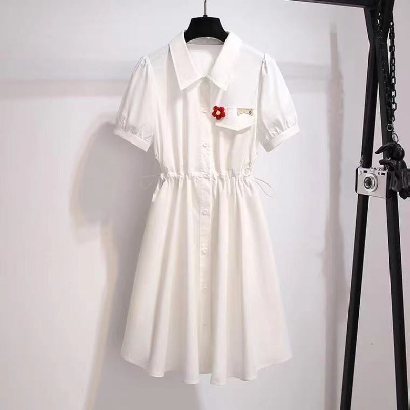 法式粉色带披肩的收腰衬衫连衣裙女装夏季2022年新款裙子