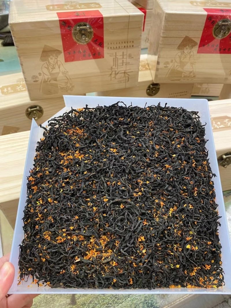 桂花红茶野茶花香茶味浓耐泡木盒礼盒装500g支持代发