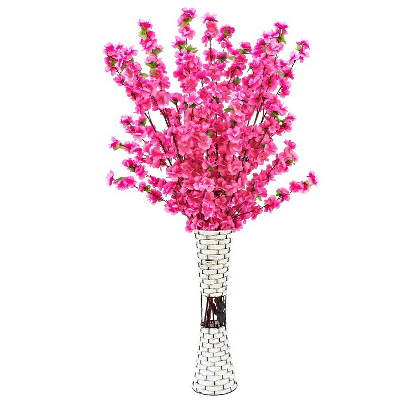 仿真桃花假梅花樱花枝客厅装饰绢花婚庆假花塑料工程专用批发