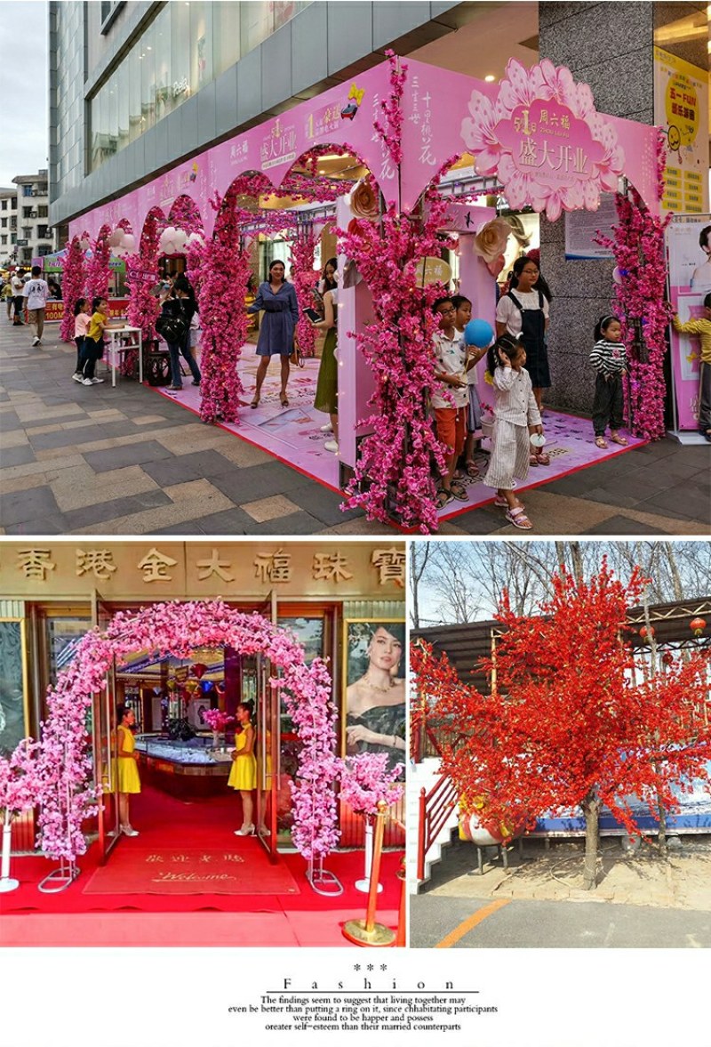 仿真桃花假梅花樱花枝客厅装饰绢花婚庆假花塑料工程专用批发