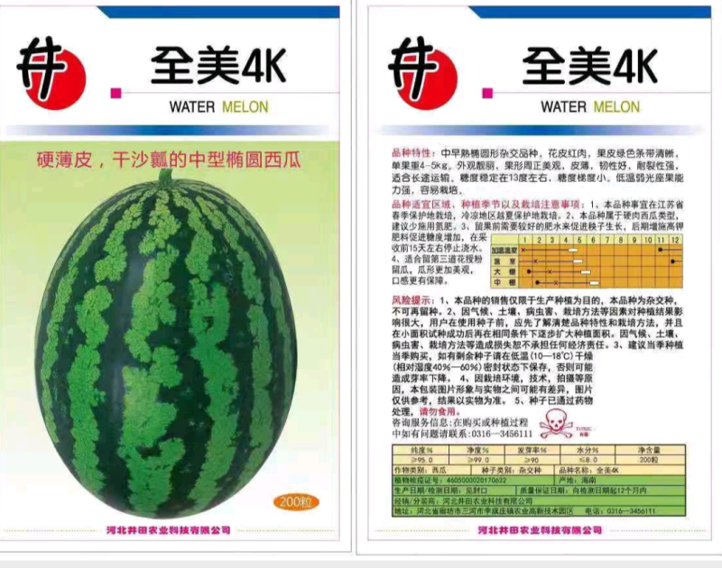 西瓜种子全美4K西瓜种子~皮薄耐裂性强单瓜5公斤口感好